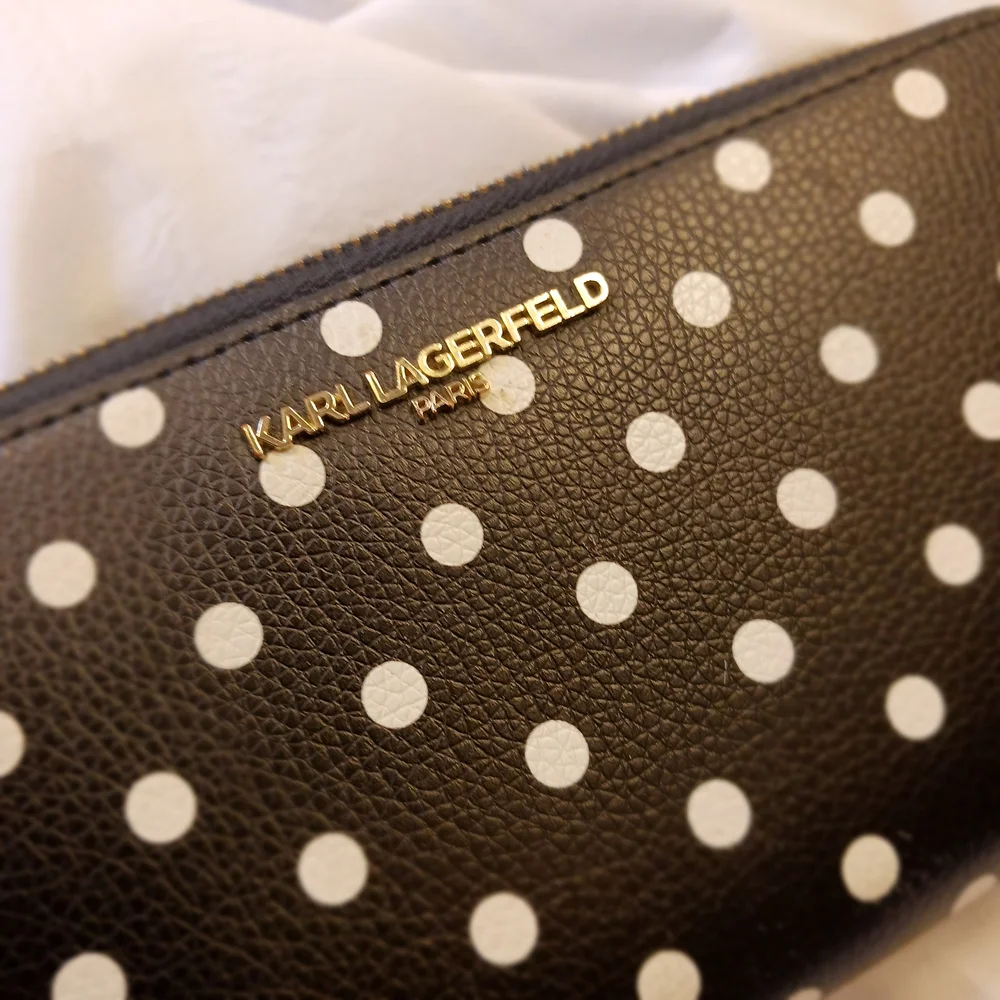 Karl Lagerfeld Black and White Polka Dot Wallet